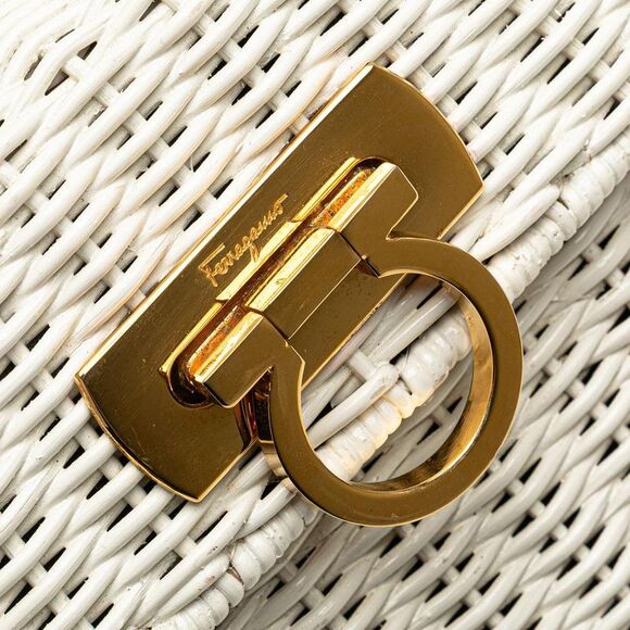 Pre Loved ferragamo Wicker TopHandle Handbag Women White Handbags - Picture 8 of 8